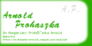arnold prohaszka business card